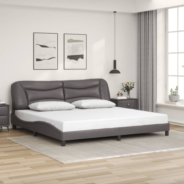 Giroletto con Testiera Grigio 200x200 cm in Similpelle