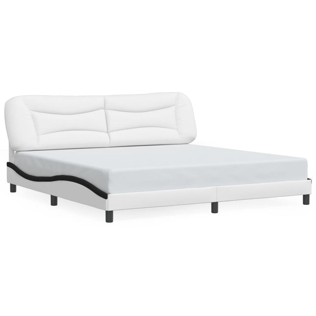Giroletto con Testiera Bianco e Nero 200x200 cm in Similpelle
