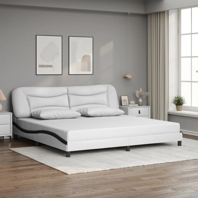 Giroletto con Testiera Bianco e Nero 200x200 cm in Similpelle