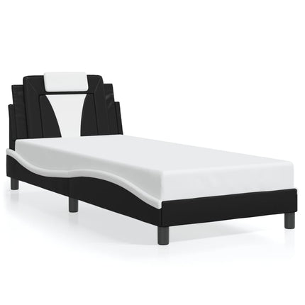 Giroletto con Testiera Nero e Bianco 90x190 cm in Similpelle