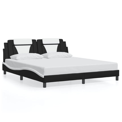 Giroletto con Testiera Nero e Bianco 180x200 cm in Similpelle