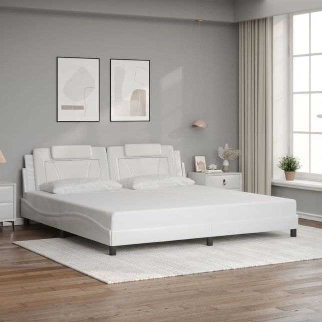Giroletto con Testiera Bianco 200x200 cm in Similpelle