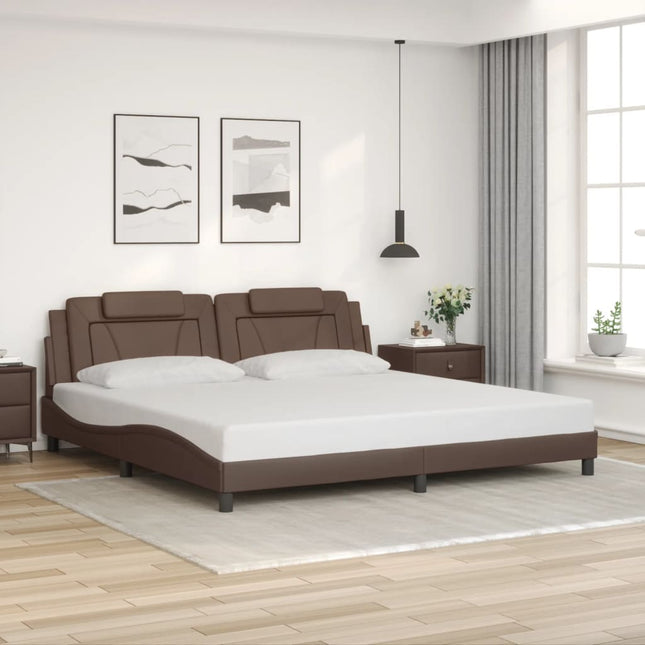 Giroletto con Testiera Marrone 200x200 cm in Similpelle