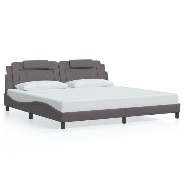 Giroletto con Testiera Grigio 200x200 cm in Similpelle