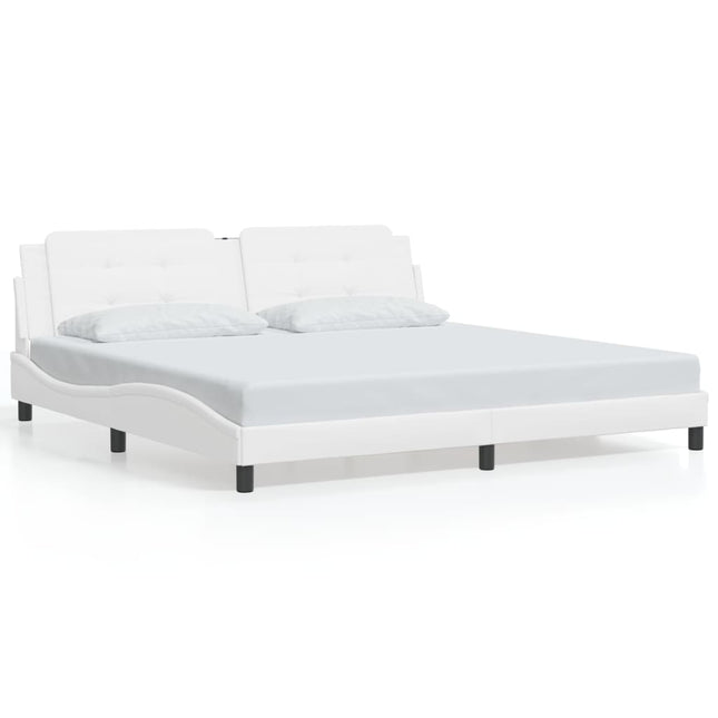 Giroletto con Testiera Bianco 200x200 cm in Similpelle