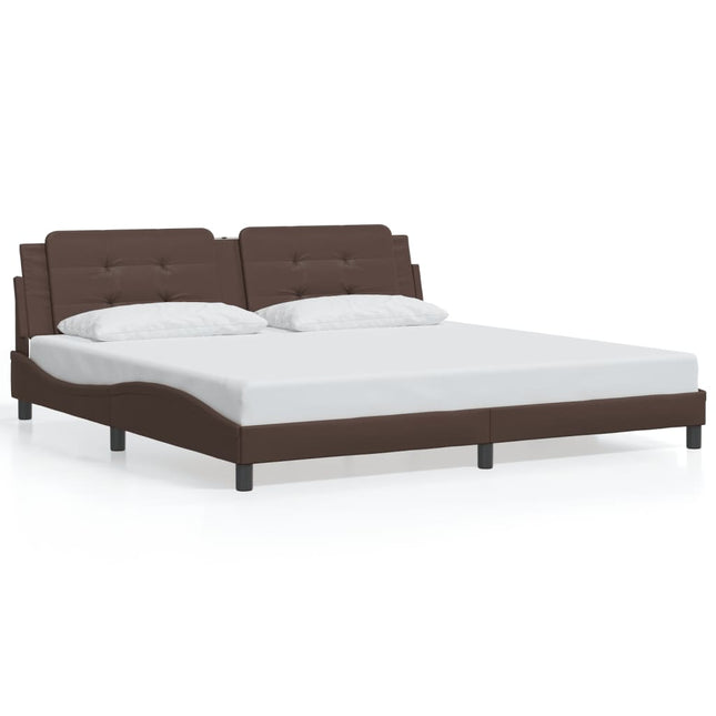 Giroletto con Testiera Marrone 200x200 cm in Similpelle