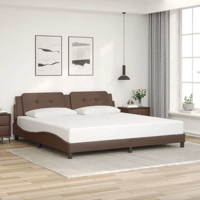 Giroletto con Testiera Marrone 200x200 cm in Similpelle