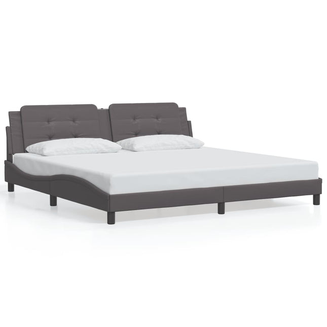 Giroletto con Testiera Grigio 200x200 cm in Similpelle