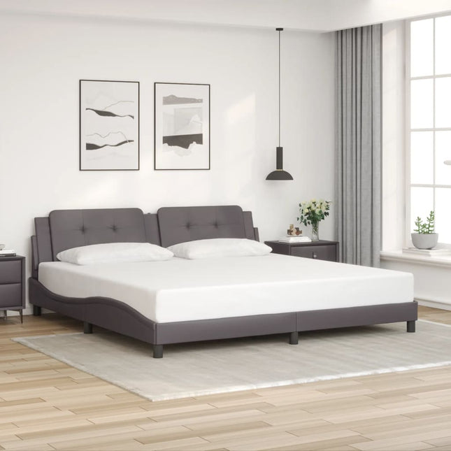 Giroletto con Testiera Grigio 200x200 cm in Similpelle