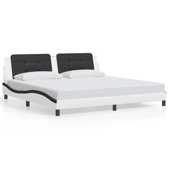 Giroletto con Testiera Bianco e Nero 200x200 cm in Similpelle