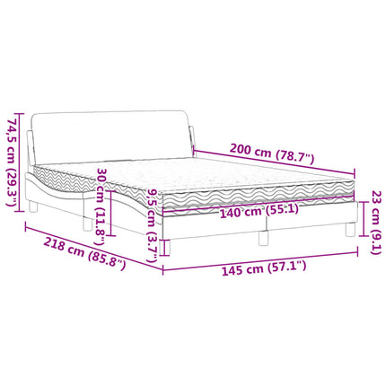 Letto con Materasso Grigio Scuro 140x200 cm in Velluto
