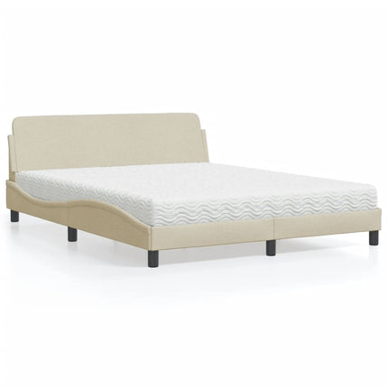 Letto con Materasso Crema 160x200 cm in Tessuto