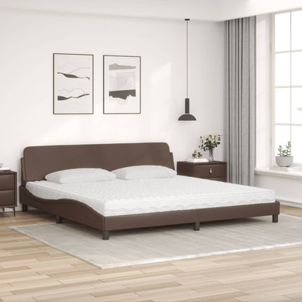 Letto con Materasso Marrone 200x200cm in Similpelle