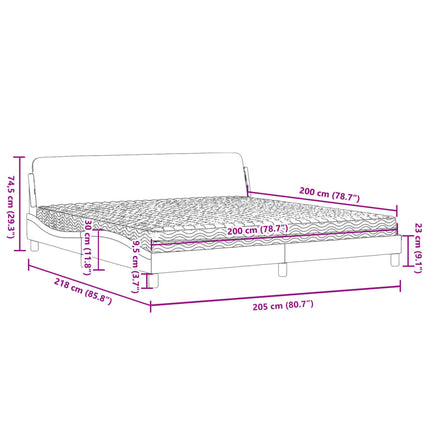Letto con Materasso Grigio 200x200 cm in Similpelle