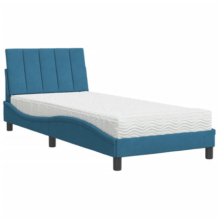 Letto con Materasso Blu 90x200 cm in Velluto