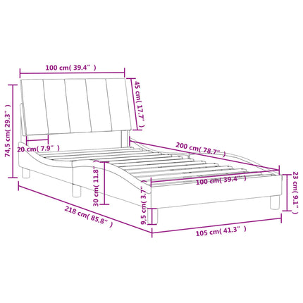 Letto con Materasso Rosa 100x200 cm in Velluto