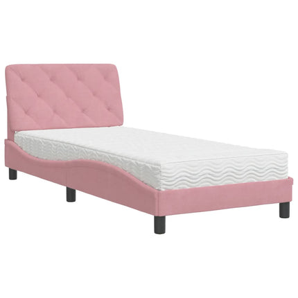 Letto con Materasso Rosa 90x200 cm in Velluto