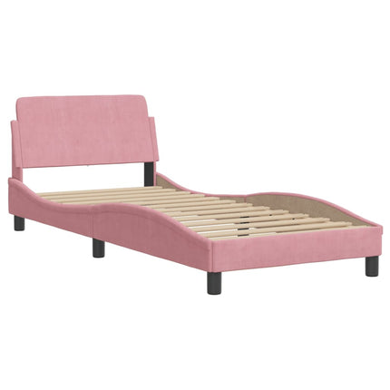 Letto con Materasso Rosa 90x200 cm in Velluto