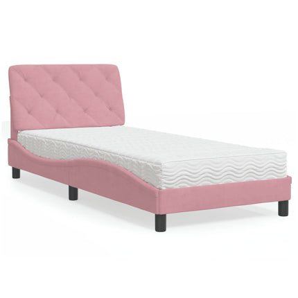 Letto con Materasso Rosa 90x200 cm in Velluto