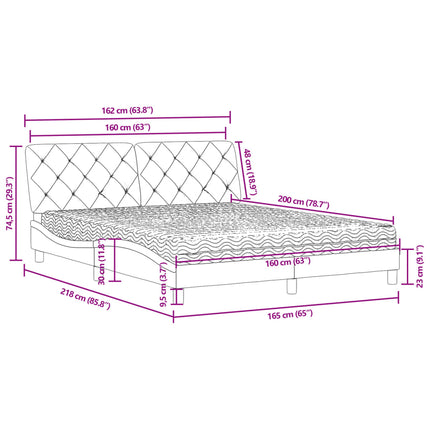 Letto con Materasso Blu 160x200 cm in Velluto