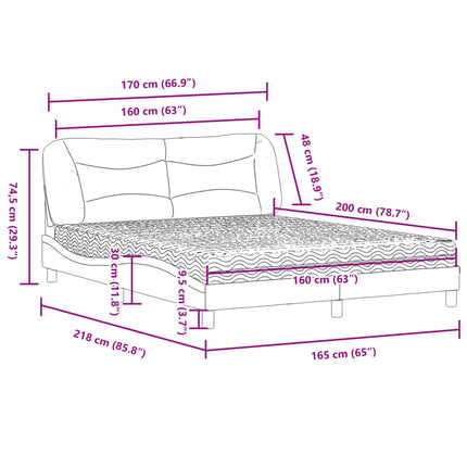 Letto con Materasso Cappuccino 160x200cm Similpelle
