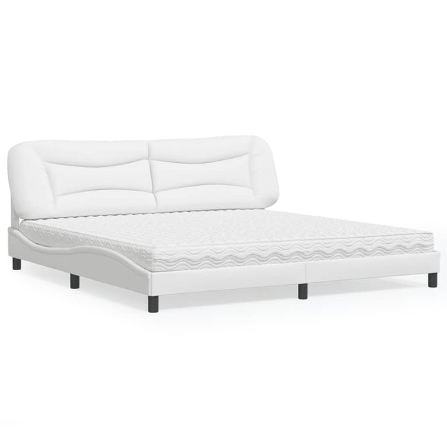 Letto con Materasso Bianco 200x200cm in Similpelle