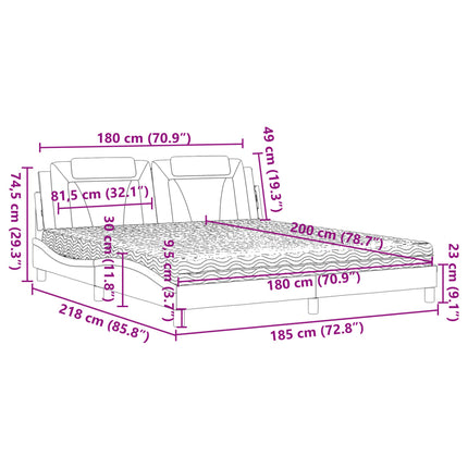 Letto con Materasso Marrone 180x200cm in Similpelle