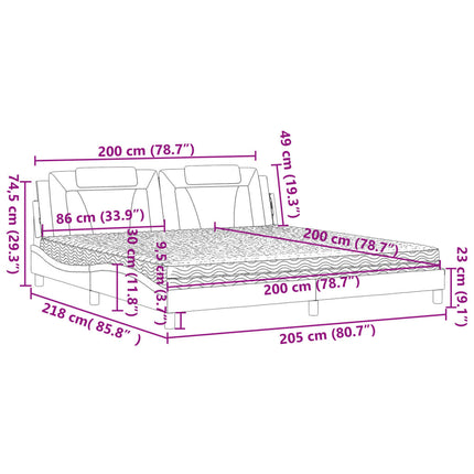 Letto con Materasso Bianco 200x200cm in Similpelle