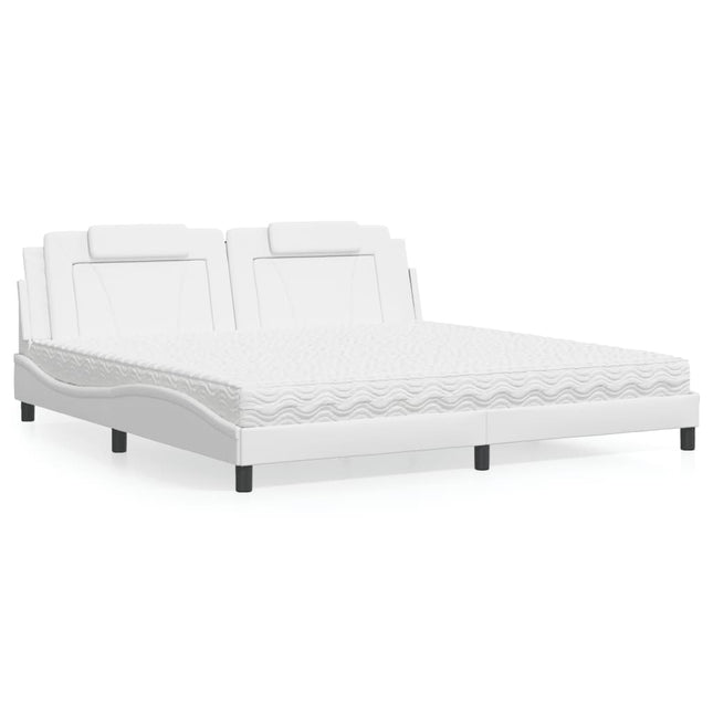 Letto con Materasso Bianco 200x200cm in Similpelle