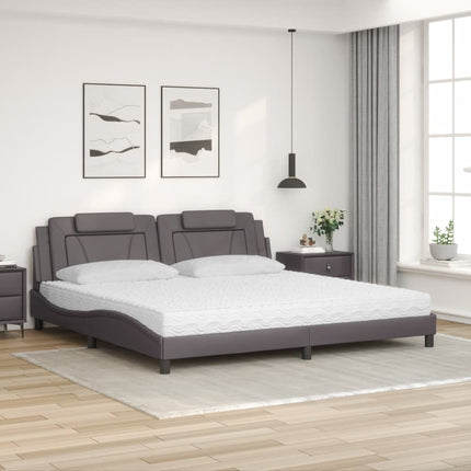 Letto con Materasso Grigio 200x200 cm in Similpelle