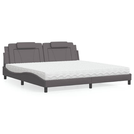 Letto con Materasso Grigio 200x200 cm in Similpelle