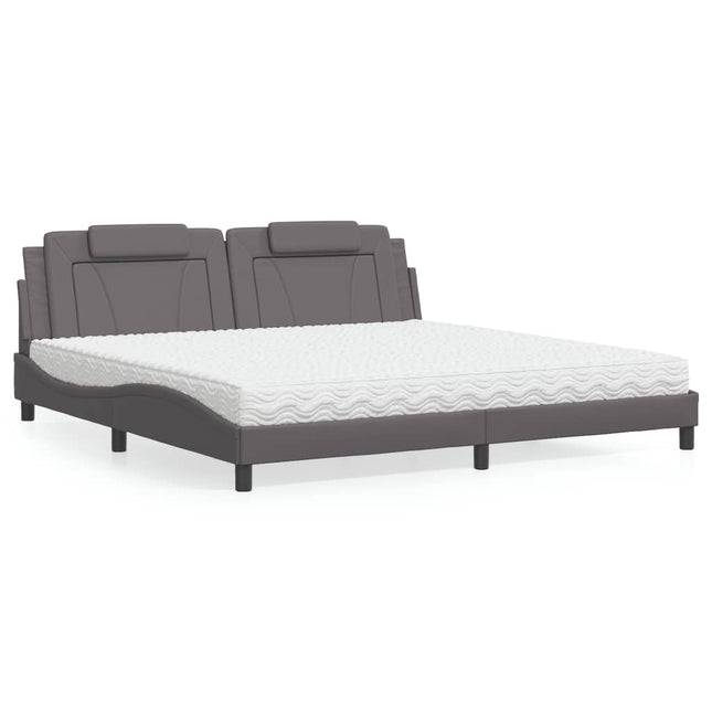 Letto con Materasso Grigio 200x200 cm in Similpelle