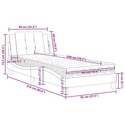 GiroLetto con Materasso Marrone 90x200 cm in Similpelle