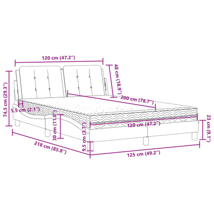 Letto con Materasso Cappuccino 120x200cm Similpelle