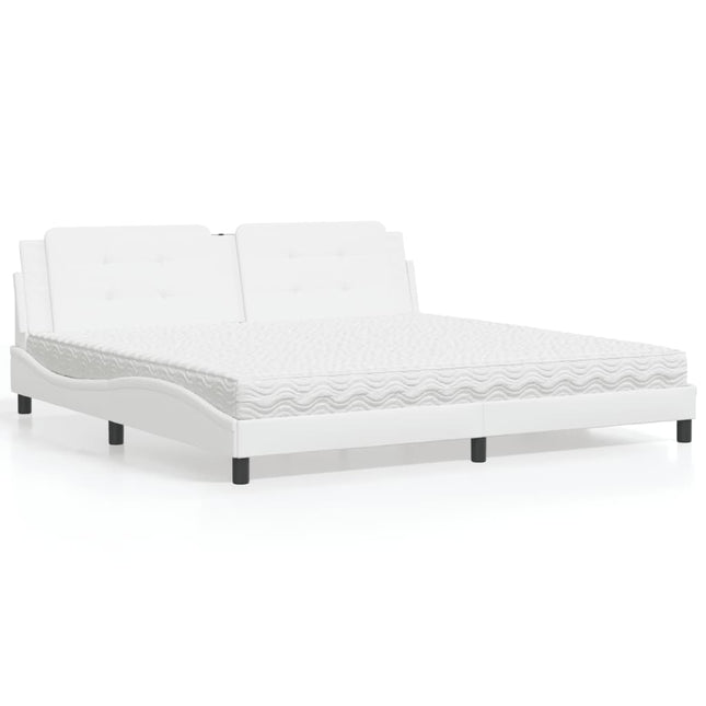 Letto con Materasso Bianco 200x200cm in Similpelle