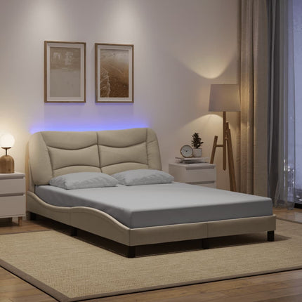 Giroletto con LED senza Materasso Crema 140x200 cm in Tessuto