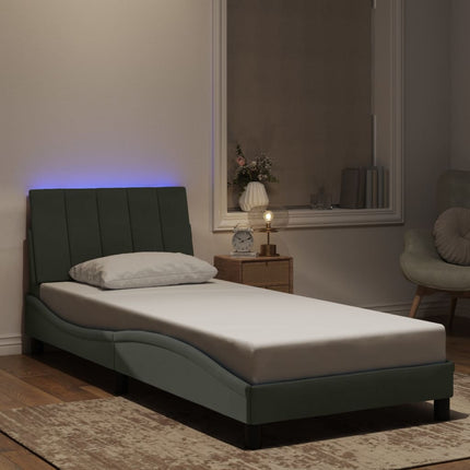 Giroletto con Luci LED Grigio Chiaro 90x190 cm in Velluto