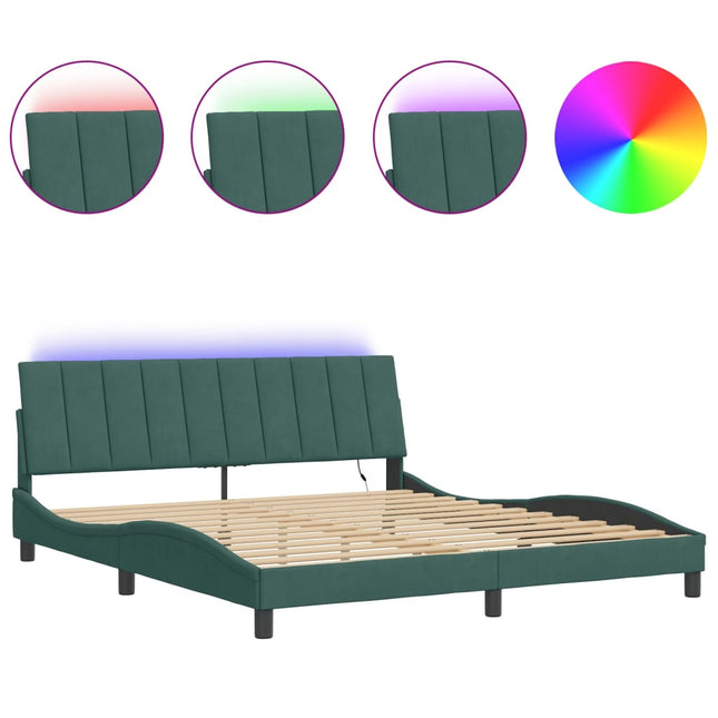 Giroletto con Luci LED Verde Scuro 180x200 cm in Velluto