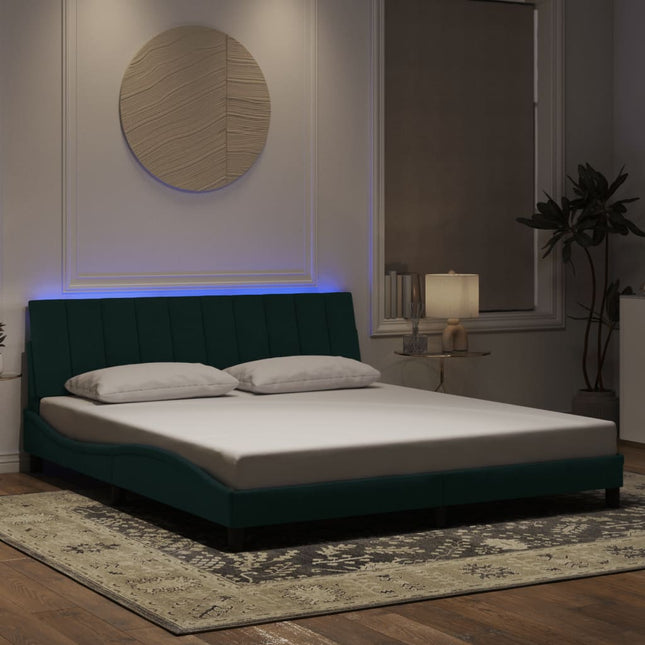 Giroletto con Luci LED Verde Scuro 180x200 cm in Velluto