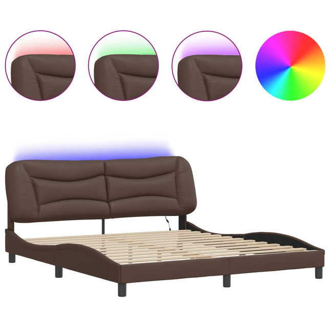 Giroletto con Luci LED Marrone 180x200 cm in Similpelle