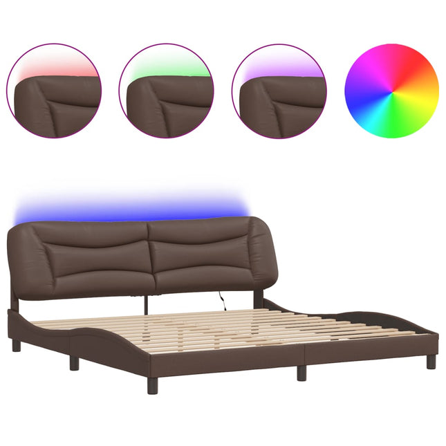 Giroletto con Luci LED Marrone 200x200 cm in Similpelle