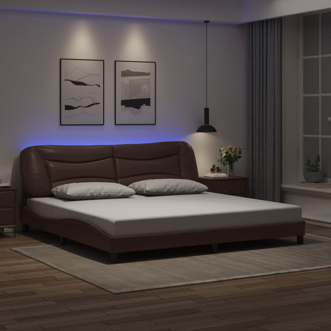 Giroletto con Luci LED Marrone 200x200 cm in Similpelle