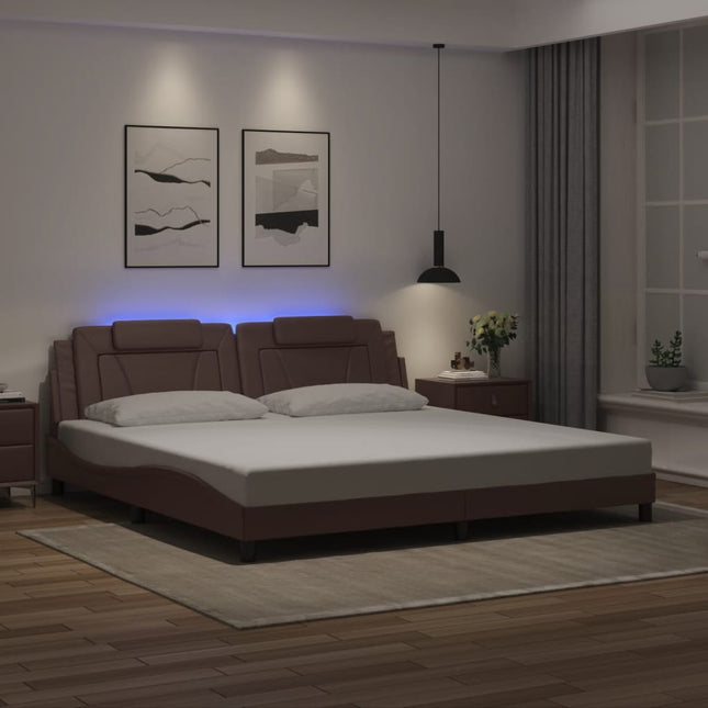 Giroletto con Luci LED Marrone 200x200 cm in Similpelle