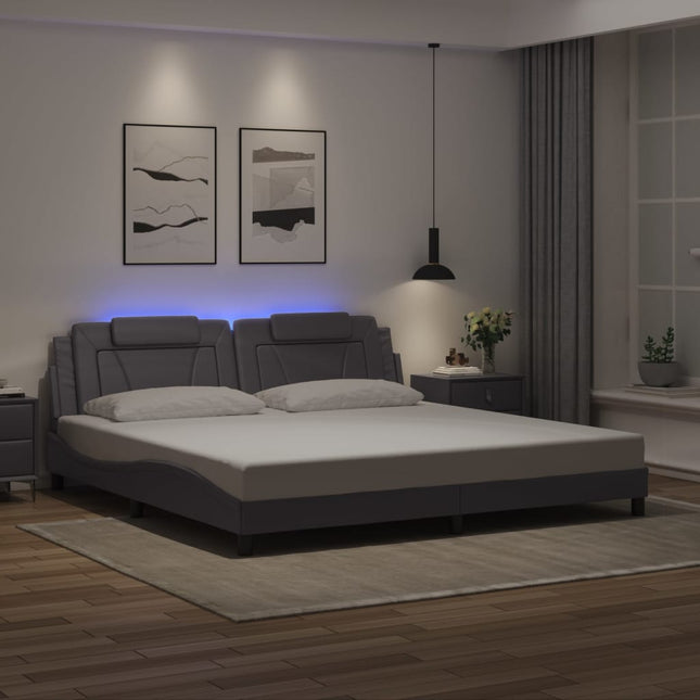 Giroletto con Luci LED Grigio 200x200 cm in Similpelle