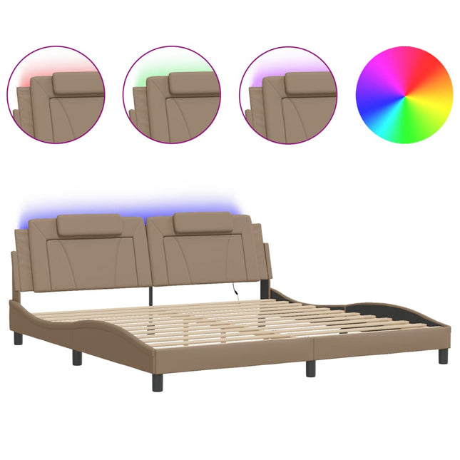 Giroletto con Luci LED Cappuccino 200x200 cm in Similpelle