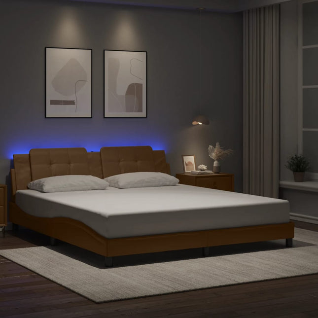Giroletto con Luci LED Cappuccino 180x200 cm in Similpelle