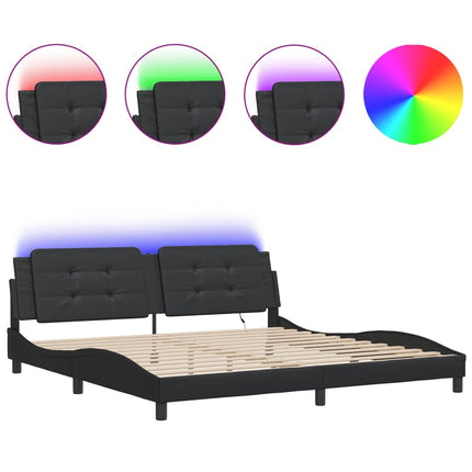 Giroletto con Luci LED Nero 200x200 cm in Similpelle