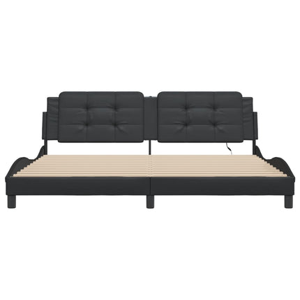 Giroletto con Luci LED Nero 200x200 cm in Similpelle