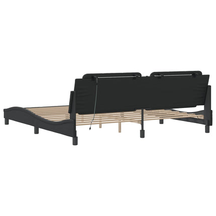 Giroletto con Luci LED Nero 200x200 cm in Similpelle