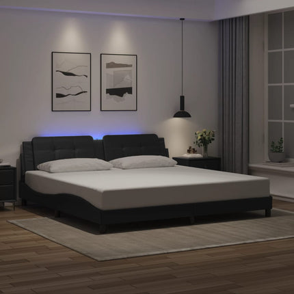 Giroletto con Luci LED Nero 200x200 cm in Similpelle